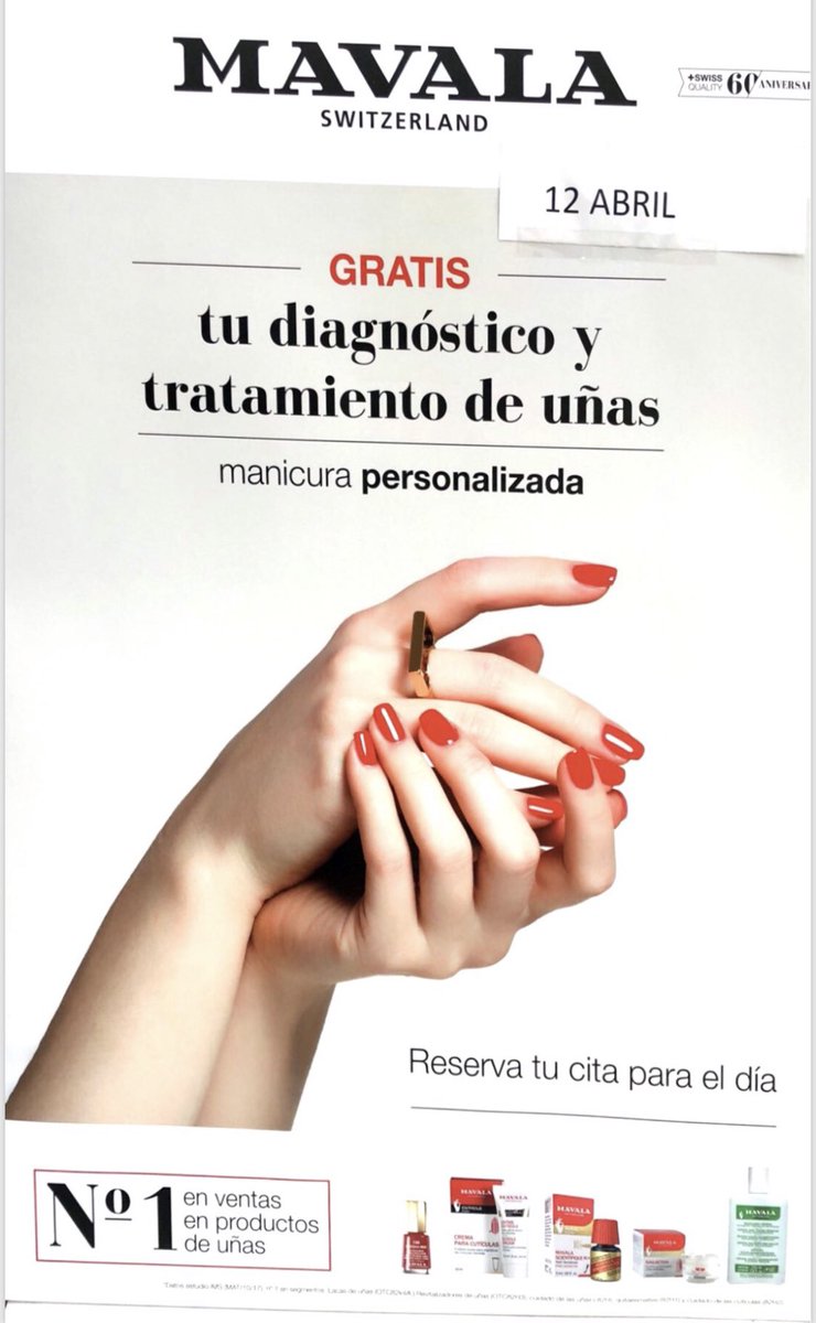 rsfarma's tweet photo. Ven a apuntarte en la farmacia (C/ Iglesia, 6 Majadahonda) para tu sesión gratuita de manicura el 12 de abril con expertos de  Mavala!!
Últimas plazas. No te lo pierdas!! https://t.co/kDy8jSc23I