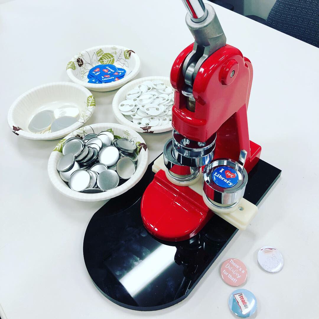 #NationaLibraryWeek is here! Join the fun! Checkout our “Blind Date with a Book” display and many other activities including DIY buttons TODAY 12-2! #ivclibrary