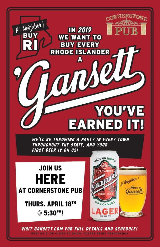 Gansettbeer's tweet photo. We'll be at #CornerstonePub in #ExeterRI on 4/18 for the #Exeter stop on our #BuyRI tour. Come on down and we'll buy you a beer! #HiNeighbor 

273 Nooseneck Hill Rd, Exeter, RI 02822 https://t.co/BUkJw6IDOC