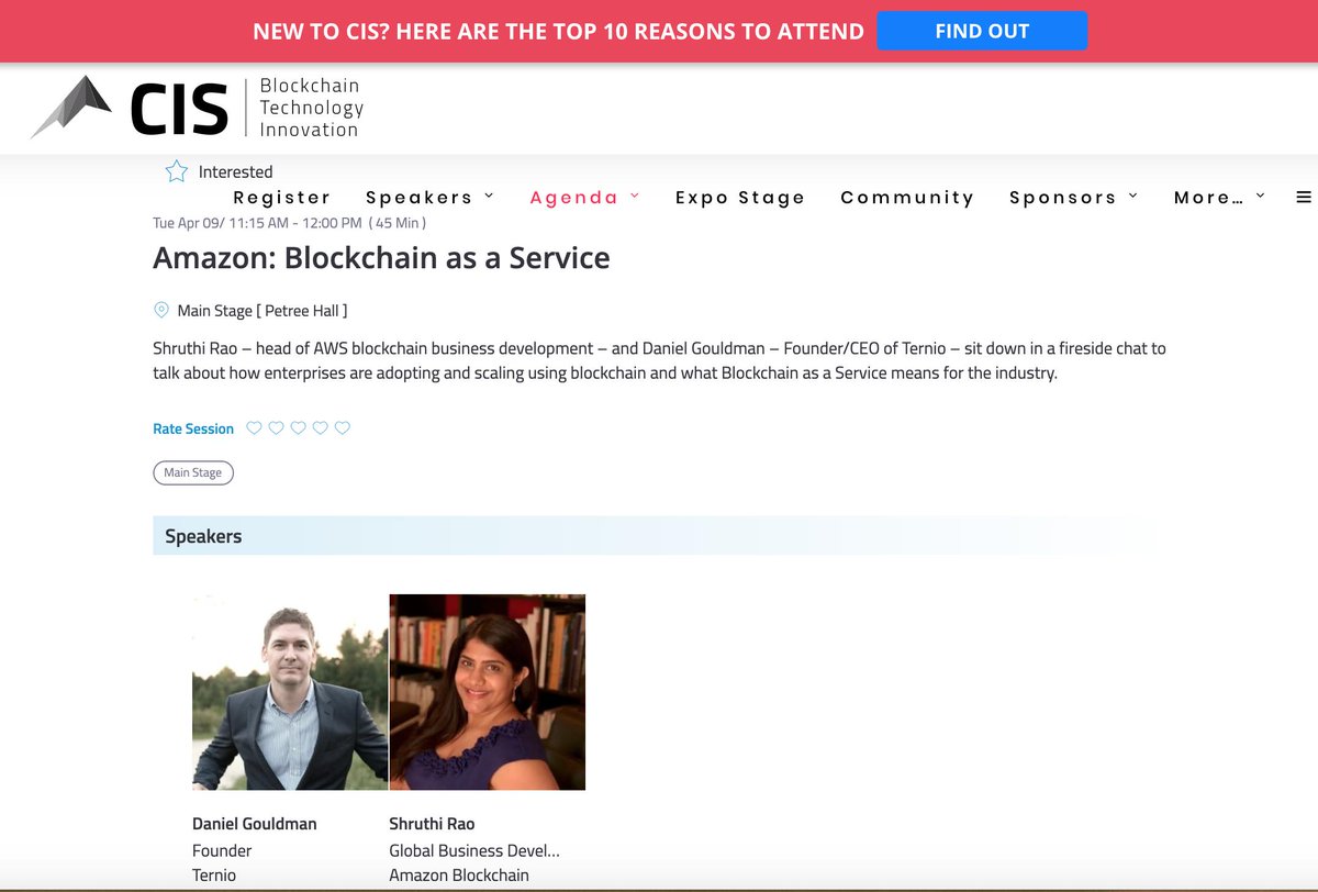 UnbankedHQ's tweet photo. For those at @cryptoinvestsmt, make sure you're at the main stage on Tuesday 4/9 at 11:45am to watch Daniel and @shruthialways talk about #enterprise #blockchain &amp; @awscloud!  Check out Ternio's #AWS page: https://t.co/4Cyiy7eA40  #CISLIA #distributedledger #ternio #TERN https://t.co/d5Gl99Jyb3