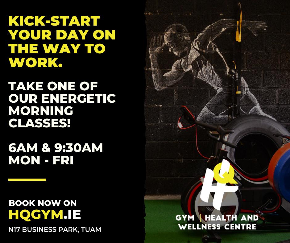 Are you commuting to or from North Galway daily? Why not kick-start your day with one of our morning classes?
Monday, Wednesday, Friday @ 6am &amp; 9:30am - Strength &amp; Conditioning 
Tuesday, Thursday @ 6am &amp; 9:30am - 30/30/30
Download our Glofox App and book your spot!
