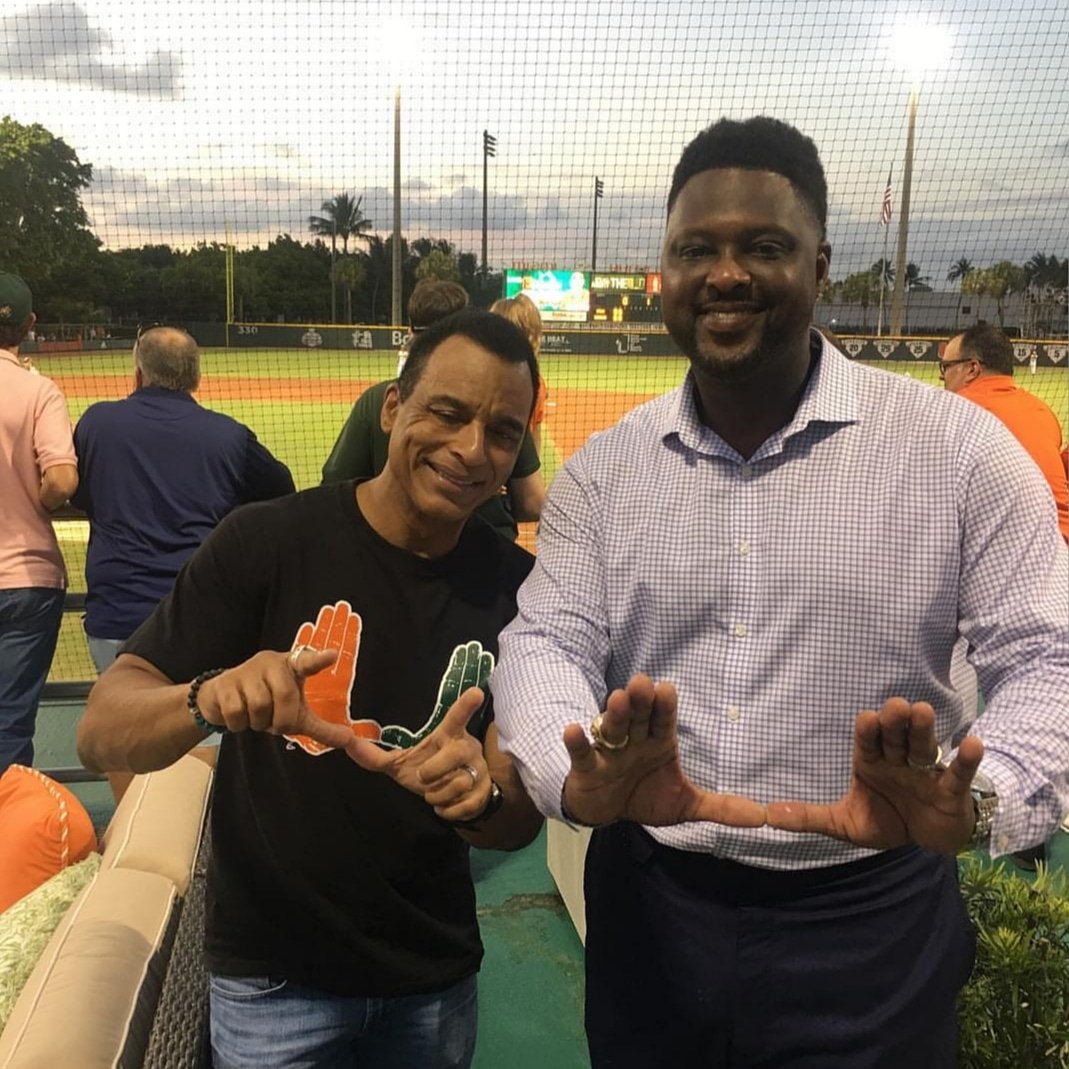 CharlesMLB23's tweet photo. Enjoyed seeing Jon Secada at the UM Baseball Game. He song the National Anthem. Good win. Go Canes! #etanu #umbaseball #mlb #infieldchatter #charlesmlb23 #thecjf #mlbpa #catchthissauce https://t.co/WQ8vunXI8R