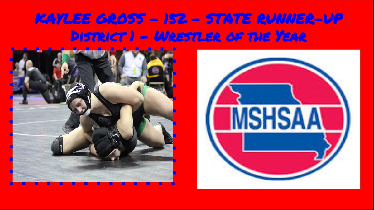 Congrats to Kaylee Gross for being name Girls Wrestling - District 1 Wrestler of the Year!  #sghs_family