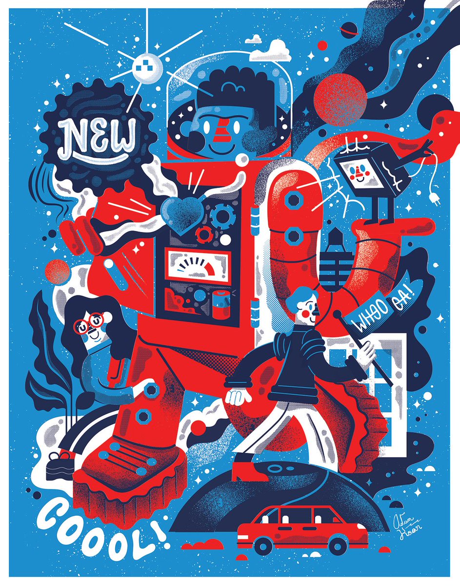 AdamJaKoon's tweet photo. I created a poster to promote my works with Much Presents. Hope to sale some soon too! #illustration #poster #graphicdesign #space #handlettering https://t.co/4MsndgJPVq