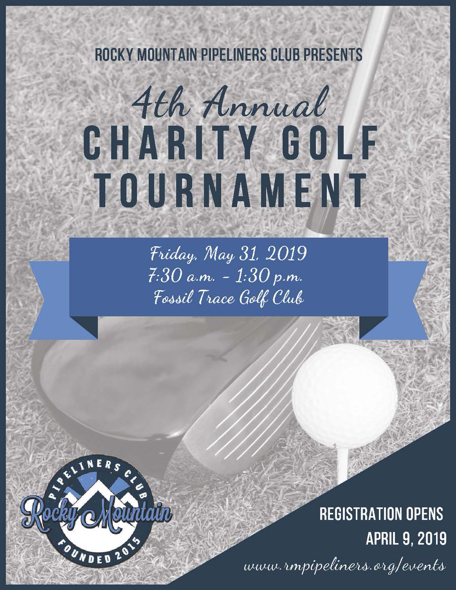 Registration for our 4th Annual Charity Golf Tournament opens tomorrow (4/9/2019) at 8:00 am. This event will sell out extremely quickly, get your browsers open and get ready! #RMPipeliners #CharityGolf #FossilTrace rmpipeliners.org/events