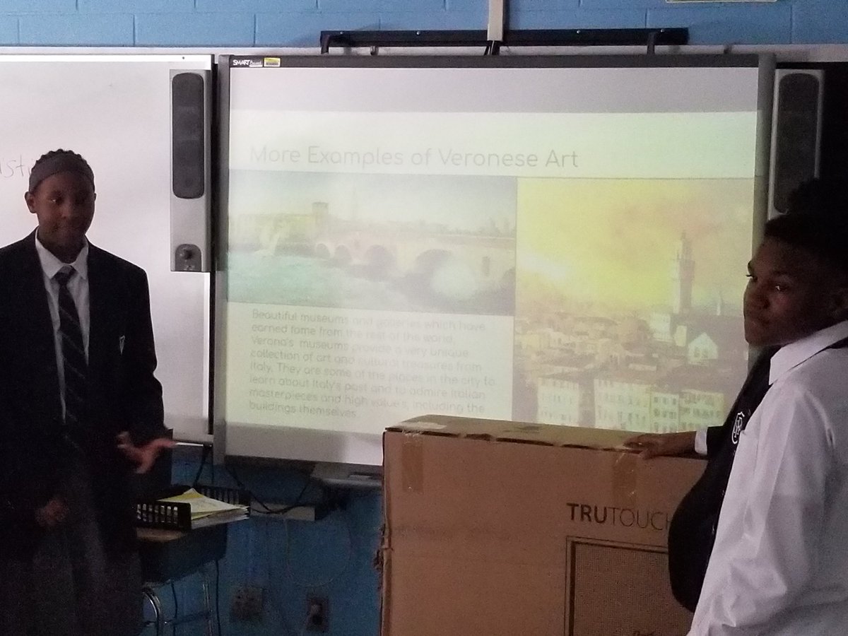 sfa7th's tweet photo. 7th grade presented their slideshows on art, historical landmarks, and other notable details about Verona in preparation for Romeo and Juliet @SFABronx https://t.co/ryQqDDH6AQ