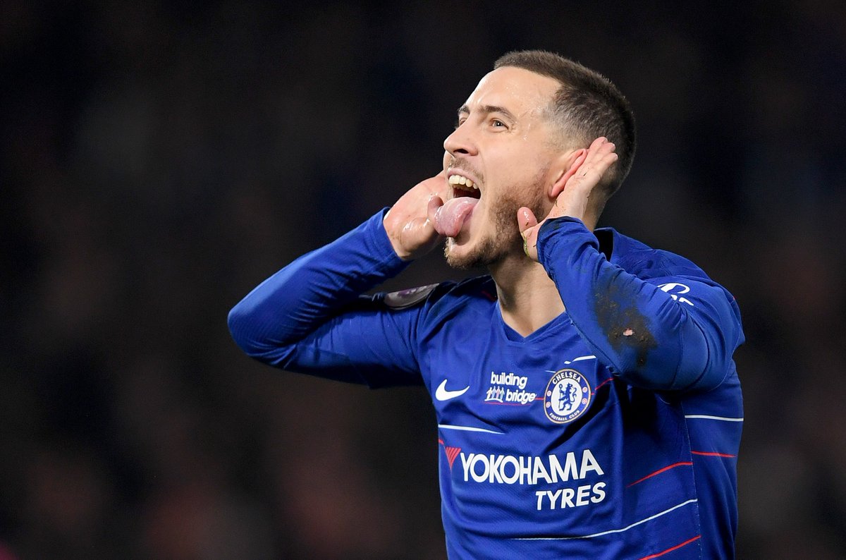 ChelseaFC's tweet photo. Second half!

Another one of them please, @HazardEden10! 🤗

1-0 [46'] #CHEWHU https://t.co/j1AJxDlutZ