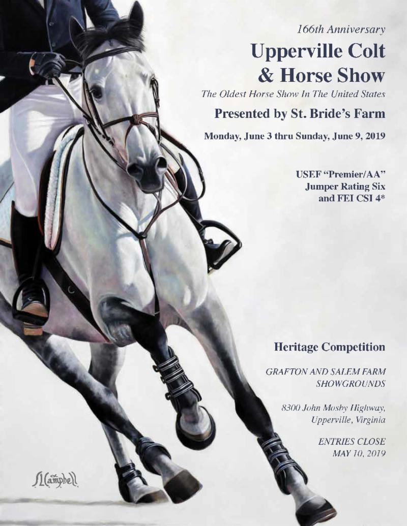 uchs1853's tweet photo. The prize list for the 2019 Upperville Colt &amp; Horse Show, presented by St. Bride's Farm, is now available! Read more here: https://t.co/5Ten3q1trb https://t.co/VcJGxkeUbm