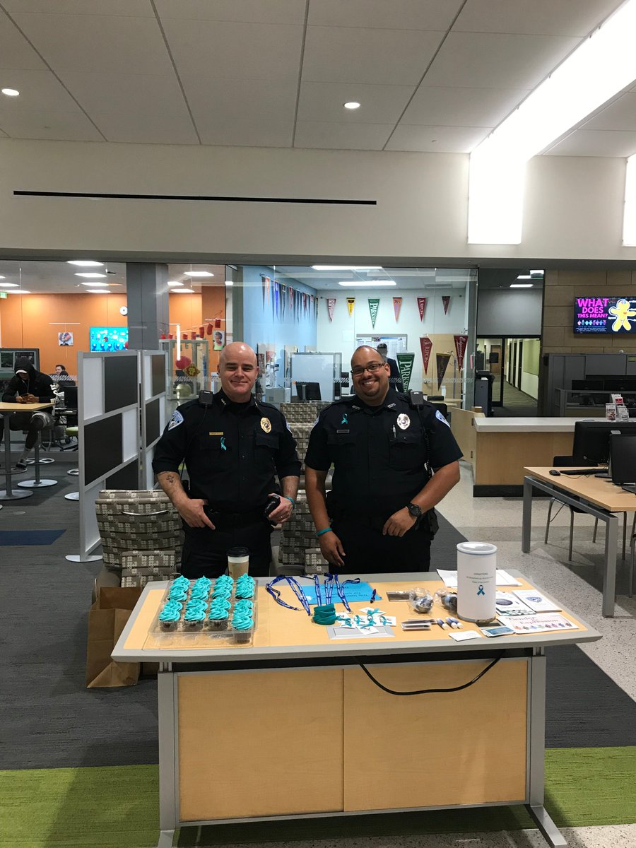 PublicSafetyMC's tweet photo. Stop by and visit Flan and Freddy in the cafeteria to help raise money for the Rape Crises Center. You can even get a cupcake made by our students!  @MadisonCollege https://t.co/3yaJoCQBxj