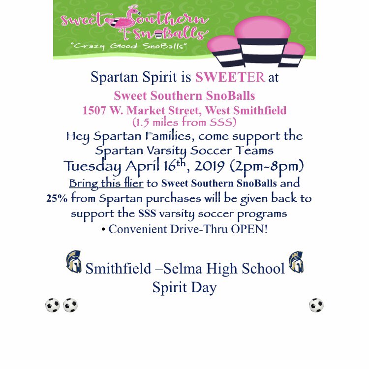 Please come out and support our program!! We’ll be there all night and we look forward to seeing you and enjoying some southern snoballs!