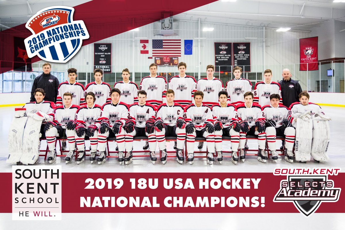 SouthKentSchool's tweet photo. SOUTH KENT SELECTS ACADEMY’S CENTRAL CT SELECTS ARE THE USA NATIONAL HOCKEY 2019 U18 CHAMPIONS!!!! 3-2 IN OT! https://t.co/cdJ4RQD2oq