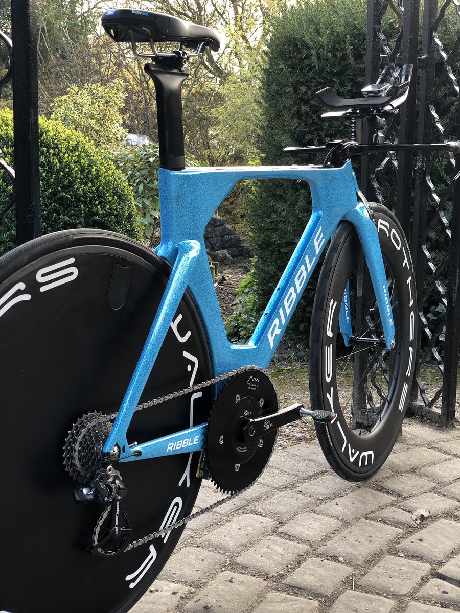 DanBiggles22's tweet photo. How outrageous is this!? πππ MASSIVE thanks to @RibbleCycles for the new paint job ππΌ A few new trick components like the @PyramidCycling 60T 1x on SRM Track Science PM and @NotioKonect aero sensor array. Excited to kick start my TT season soon πͺπΌ #CustomRibble #OurTeamOurWay https://t.co/uArefdZcbq