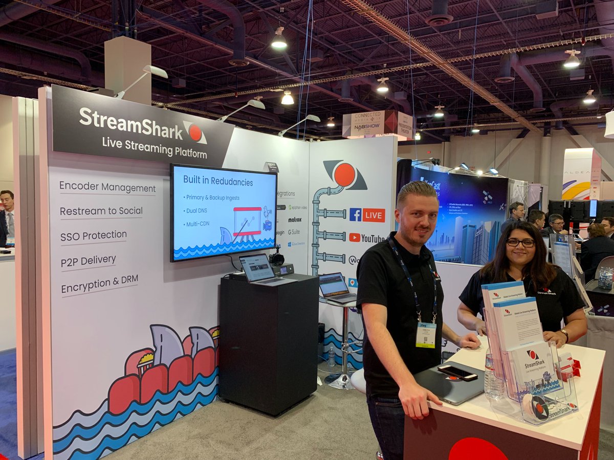 StreamSharkIO's tweet photo. We're live at day 1 of #NAB2019. Come meet the @StreamSharkIO team at booth SU11414! https://t.co/JiIbzayqKo