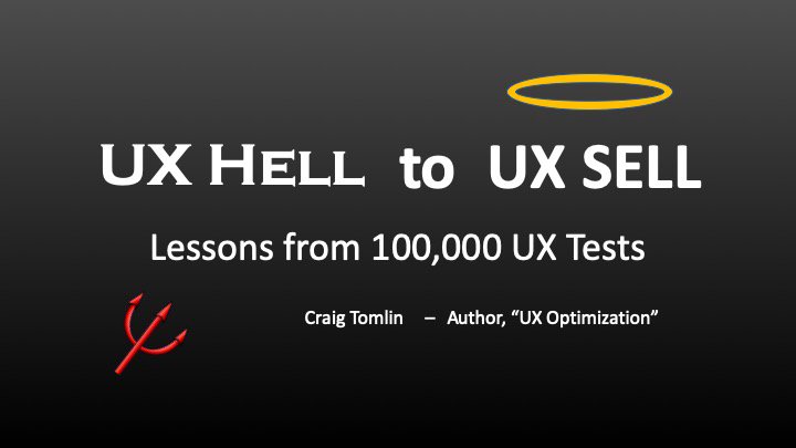 Excited to be speaking at the #Austin #UXPA meeting on May 7th at Q2ebanking. I'll be presenting a redux of my SXSW presentation: UX Hell to UX Sell: Lessons from 100,000 UX Tests. Hope to see you there! ow.ly/liPf50pxTr3
#UX #Usability #eCommerce #website #CRO