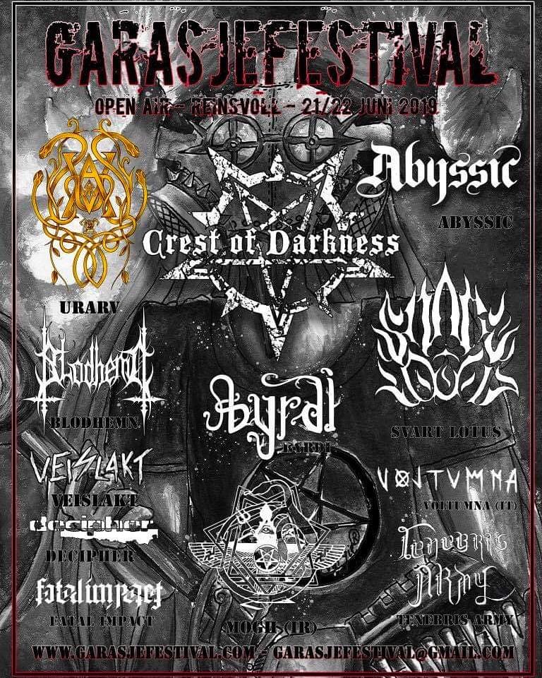 IngarAmlien's tweet photo. CREST OF DARKNESS, Garasjefestival #3 - Evolution 2019, Reinsvoll, Norway, 21-22 June, Running Order TBA https://t.co/iPH9h592ss