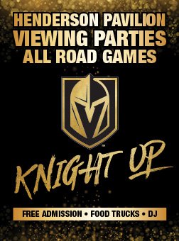 cityofhenderson's tweet photo. #PavilionKnights are back! Come out and support our @GoldenKnights   for R-1, G-1.
@COHPavilion
Wed, 4/10
Gates Open 5:30pm
Puck Drop  7:30pm
We're rolling out the big screen, full service bar, food trucks, and lawn games. FREE to attend! #ViewingParty #GoKnightsGo https://t.co/WphTQ3xPeX