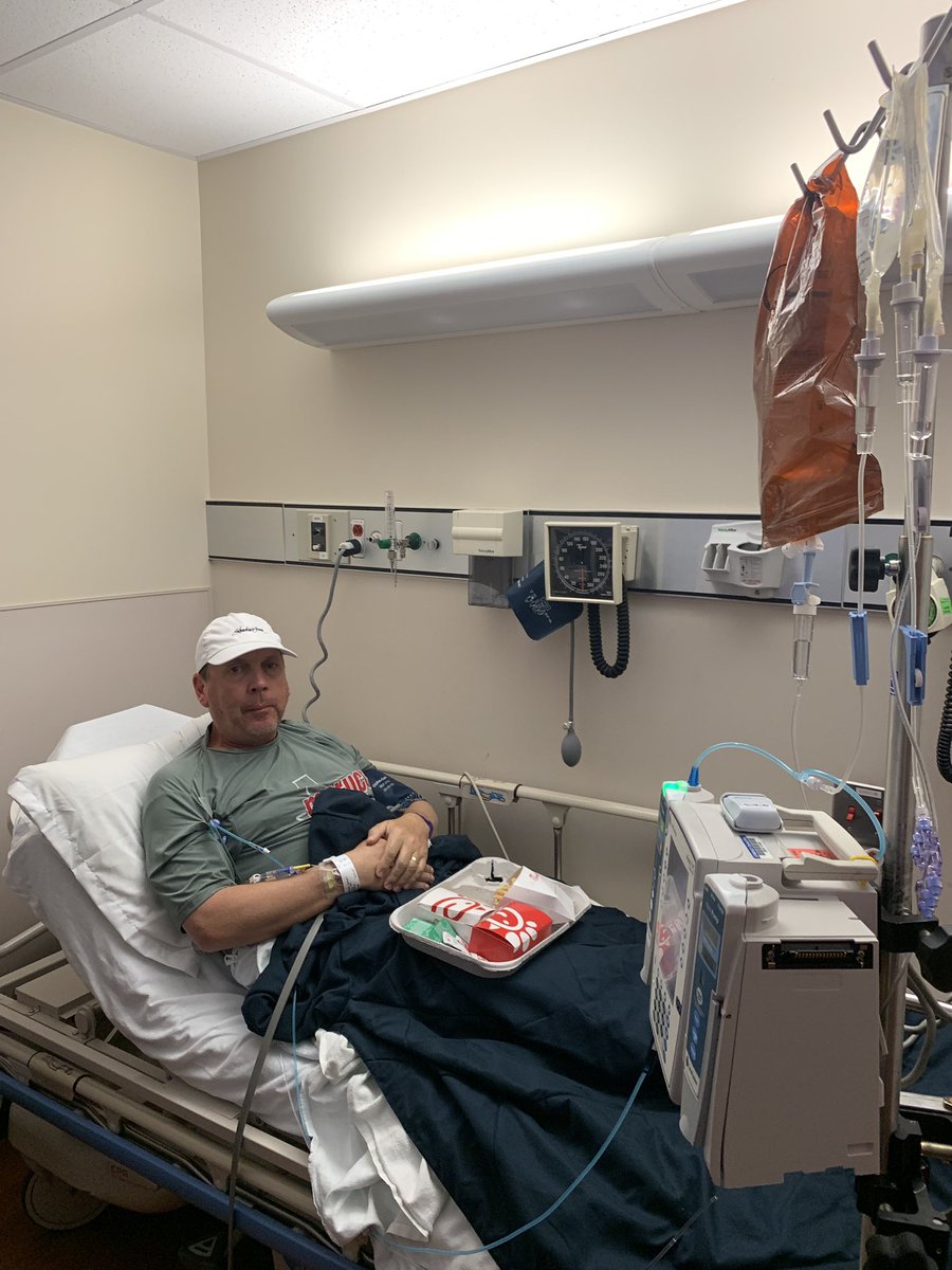 RThistlethwai's tweet photo. Started back on chemo today...thank God MD Anderson serves Chick Fil A @ChickfilA...washing my chemo down with some nuggets and fries!! https://t.co/IN41m8OlyL
