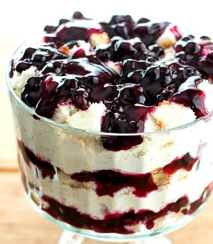 Simple to make this Easy Blueberry Cheesecake Trifle is guaranteed to be the talk of your #desserts! #recipe #easy #trifle #blueberry #cheesecake #spring #Easter melissassouthernstylekitchen.com/easy-blueberry…