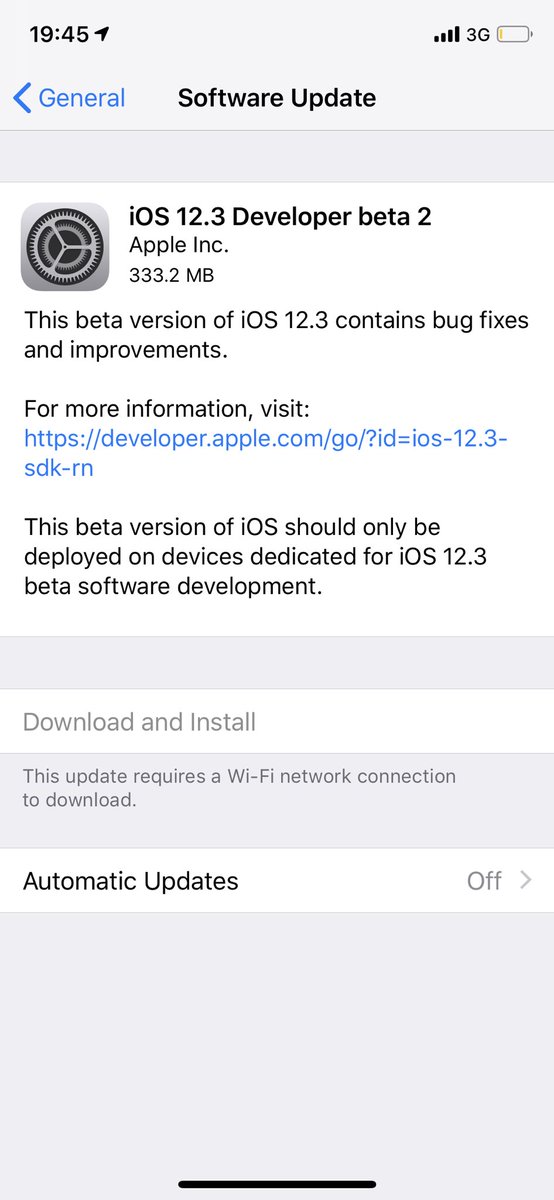 iSWUpdates's tweet photo. iOS 12.3 Beta 2 (16F5129d) has been released. #iOS #iOS123 #Beta2 #iOS123DevBeta2 #iOS123Beta2 https://t.co/H6LRq6cpZm