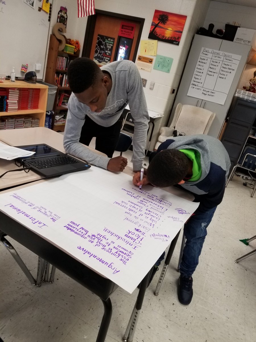 BrandySherrod's tweet photo. Students are working hard to prepare for Milestone! Today, we anaylzed the difference between argumentative task and informational task. They are READY! @LiteracyRcps @genraydavis #RCPSWRITES https://t.co/HhzLuwI0wJ