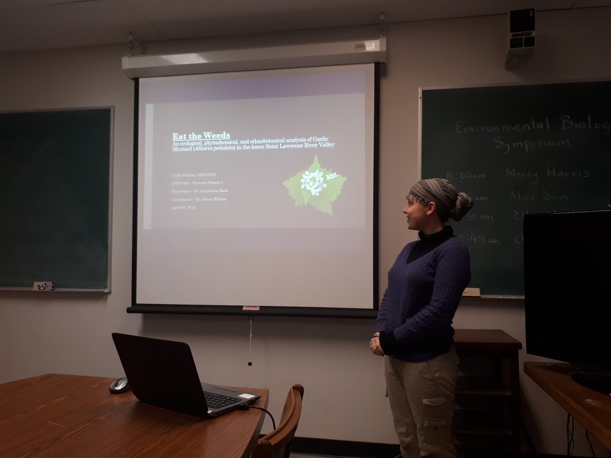 NRSMcGill's tweet photo. Rhinos, bees, mustards and Brooklynite trees, oh my! Excellent set of talks on a diversity of topics for day 1 of the @McGillMacCampus ENVB Honours symposium. https://t.co/Q6wChU0FxI