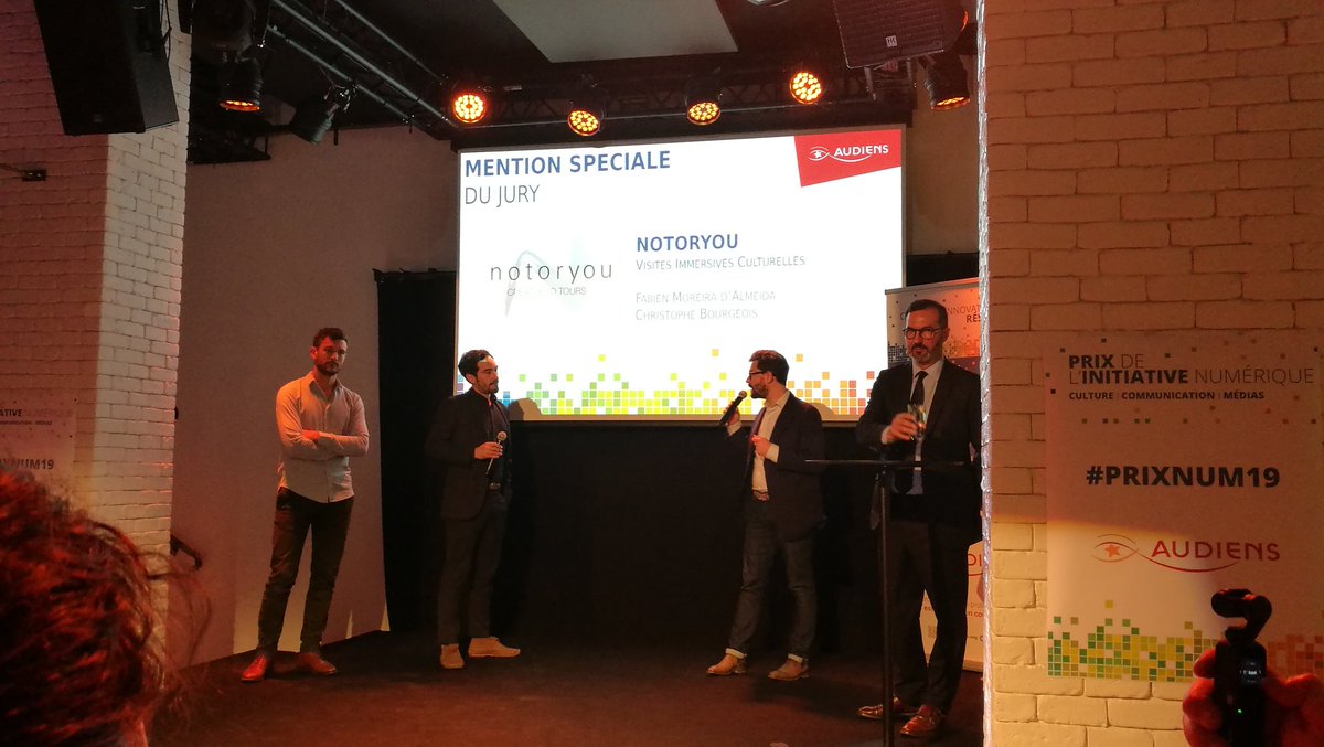 Artify_fr's tweet photo. Félicitations à nos amis de @notoryou pour leur mention spéciale du jury du #Prixnum19 ! 👏
La numérisation 3D des lieux de #culture, une belle façon de rendre le #patrimoine accessible au plus grand nombre ! https://t.co/ZbCzNpemG5