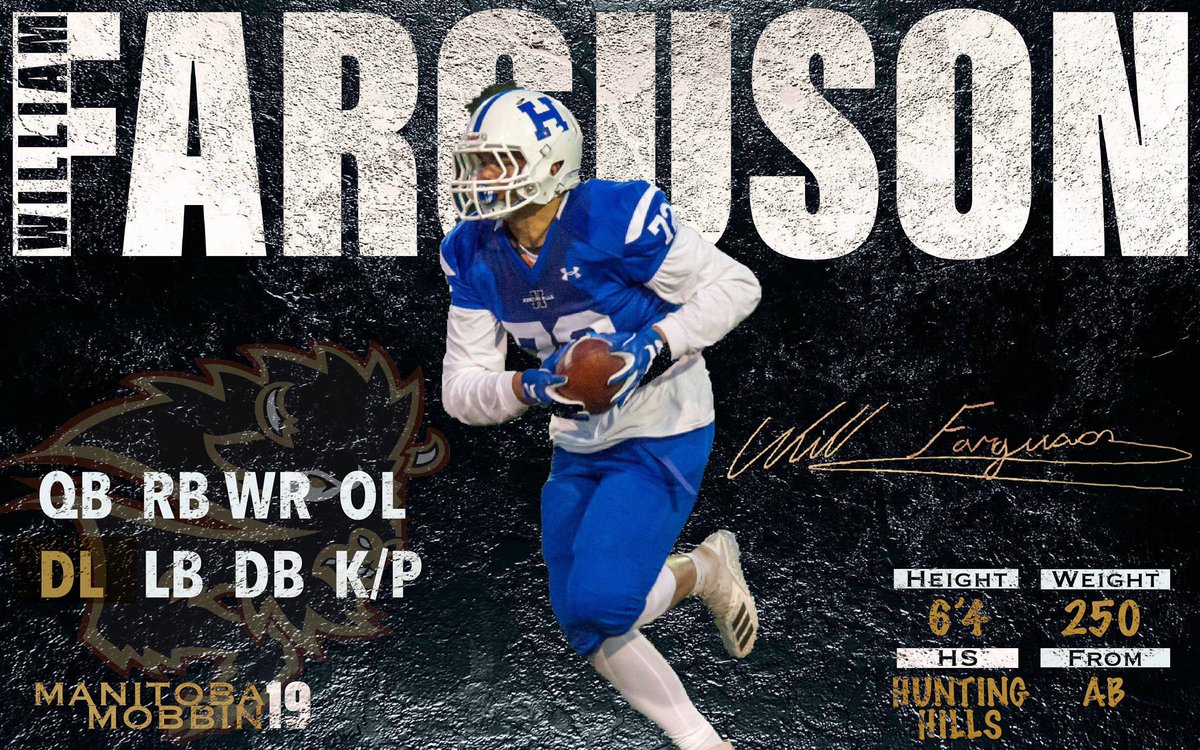 MBBisons's tweet photo. 🚨 SIGNING ALERT 🚨 

Bison football is excited to announce @WillFarguson from @HuntingFootball has signed with us.

The 6’4 250 lbs DL brings great size and athleticism to the Bisons defensive front. 

Welcome to the Herd Will!

#manitobamobbin
#gobisons
#dlinesofine https://t.co/uVa9qwhWKy