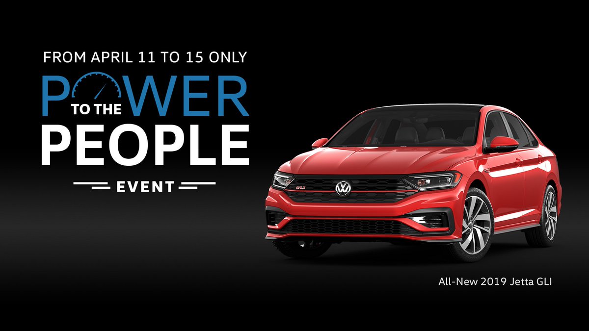 VWstjohns's tweet photo. Get the All-New 2019 Jetta GLI during the Power to the People Event! 👊
From April 11th to 15th only. Certain conditions apply.
Book your test drive now and visit https://t.co/SxuVwQCxIG
#yyt #jettagli #powertothepeople #eventsnl #newfoundlandevents #stjohns #newfoundland https://t.co/CZlvtAq95X