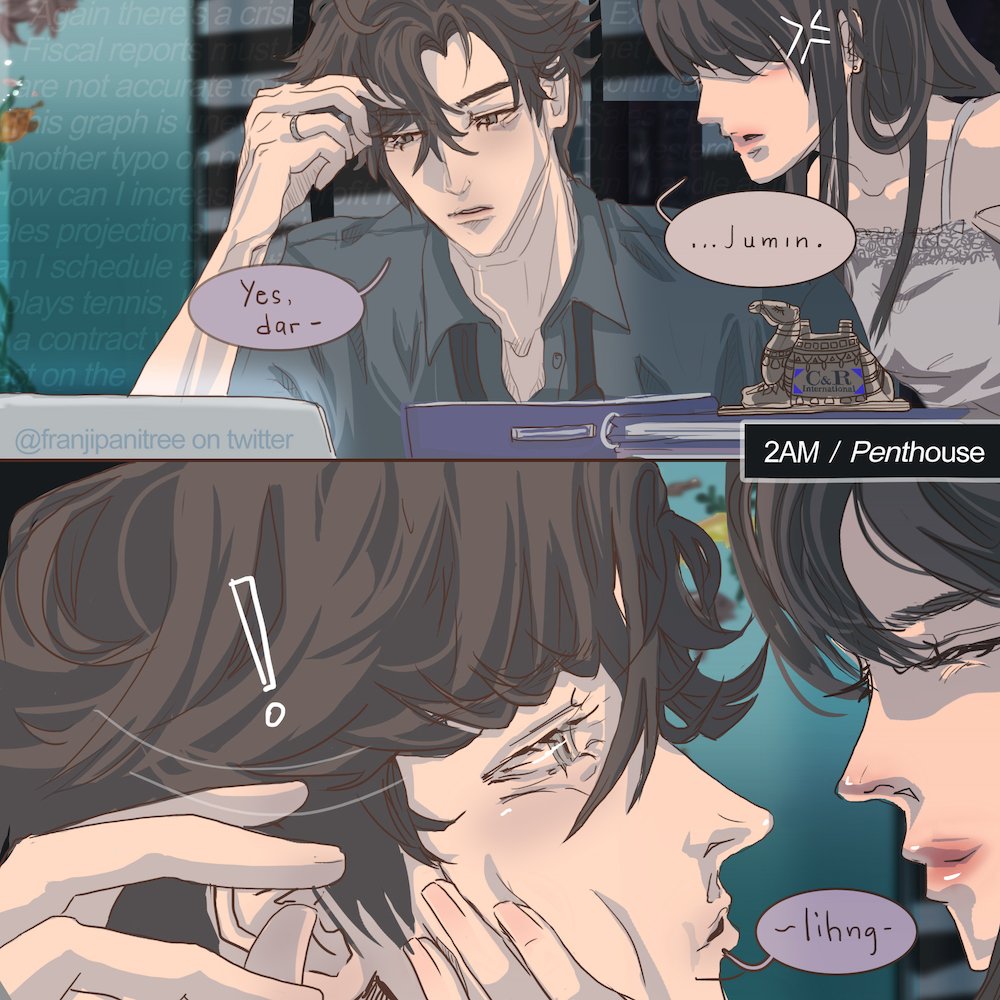 franjipanitree's tweet photo. ... Sometimes such a workaholic... Please come to bed. 😤 💜
#mysticmessenger #hanjumin #juminhan #fanart https://t.co/4itc8h8LxD