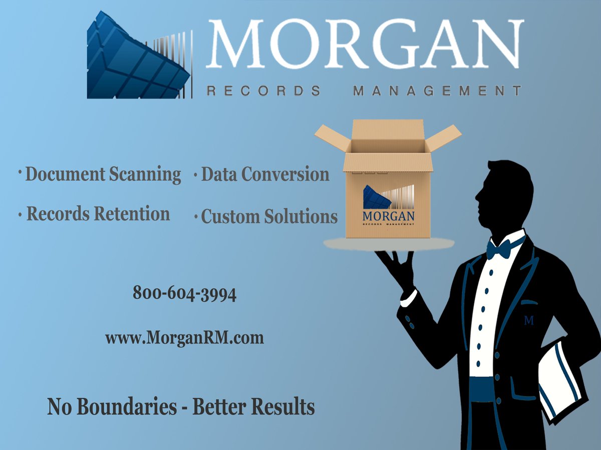 morganrecords's tweet photo. Come see  @MorganRecordsM this year at the annual #NAID2019 and #PRISM2019 conference in Denver. We have all your document scanning, records retention and data conversion service 
needs for 2019. Ask us about our custom solutions and how it can benefit your company! https://t.co/K7zNCd5I8Y