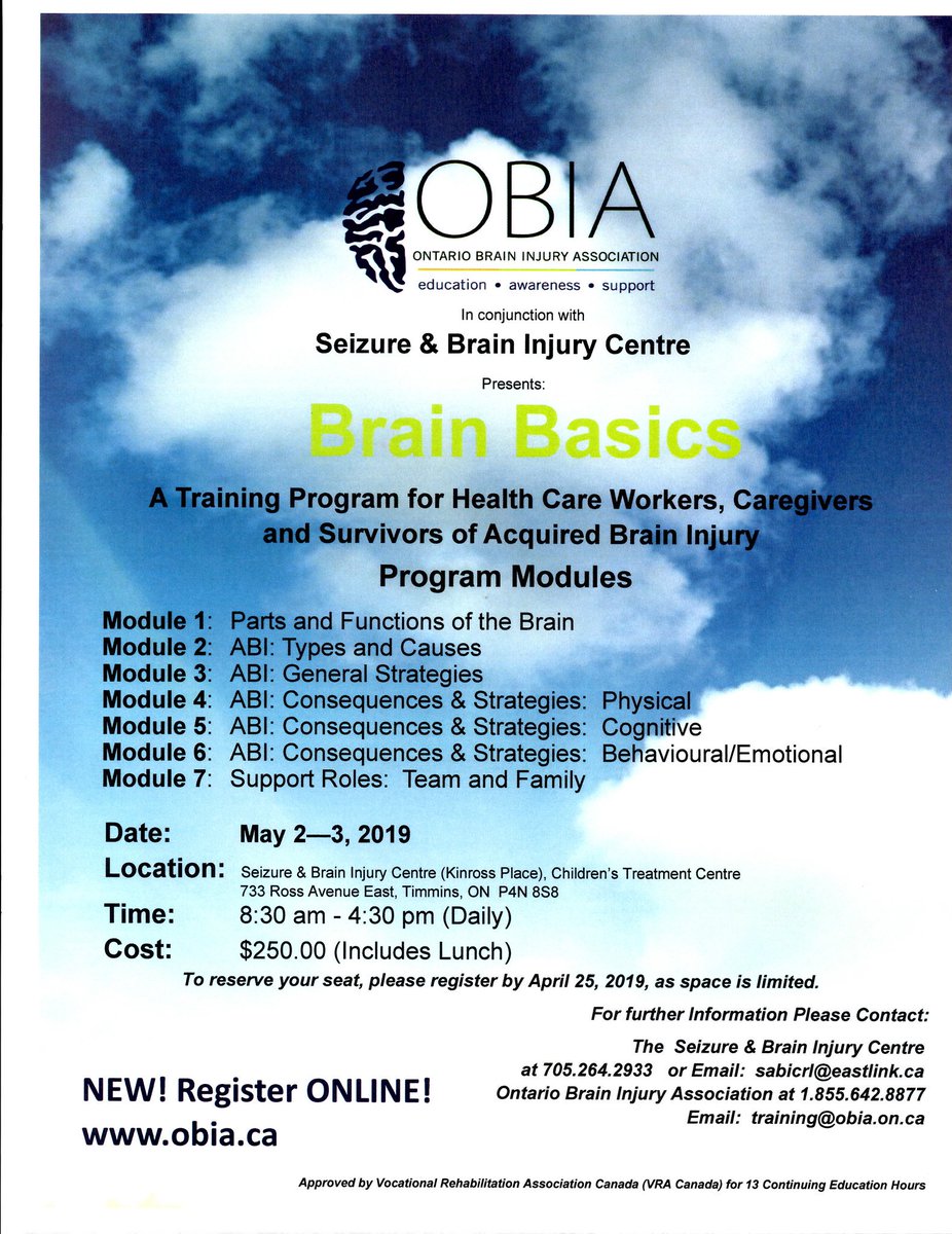 RhondaEDLatendr's tweet image. Do you know or work with someone with acquired brain injury #seizureandbraininjurycentre is hosting this must have #brainbasics limited seating
