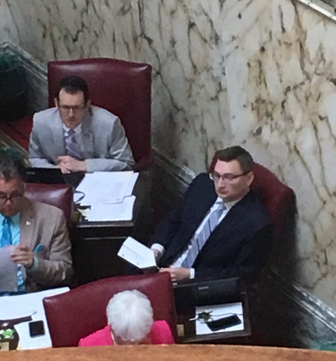 shannonrwatts's tweet photo. Meanwhile in Maryland, a lawmaker opposed to extending background checks to long guns is making paper airplanes while the bill is being discussed today. But don’t worry, @MomsDemand volunteers are there and paying attention. #MDGA19 #MDPolitics https://t.co/O5jrSyXbMN