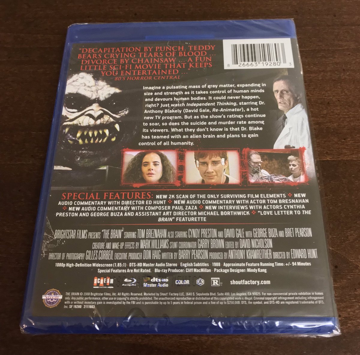 HighDefDiscNews's tweet photo. New arrival from @Scream_Factory: the 1988 Ed Hunt directed Sci-Fi/Horror film “The Brain” on Blu-ray, coming out on April 30th. This features a new 2K scan of the only surviving film elements. #Bluray #EdHunt #EdwardHunt #DavidGale https://t.co/bXOOR7Fx11 https://t.co/JYWZRpq5GT