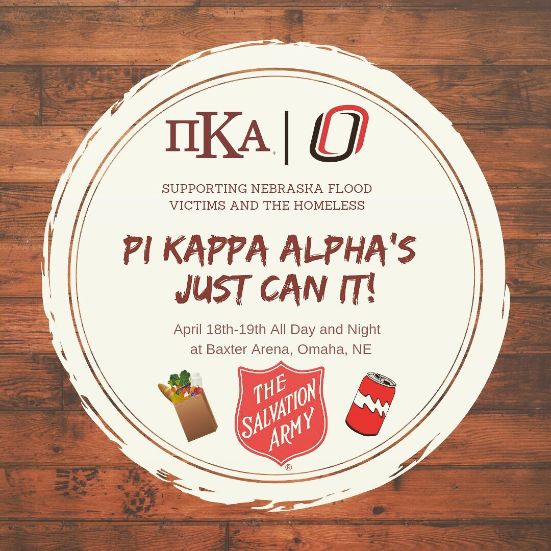 Humbled to announce our lineup for 2019 Pikes Just Can It! We are collecting food, drink and money donations to help support Nebraska flood victims and the homeless population here in Omaha. 
Help us join with the Salvation Army to make a difference here at home! #NebraskaStrong