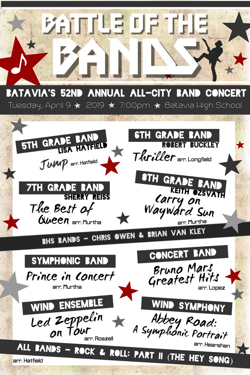 batavia5band's tweet image. See you at the 52nd Annual All-City Band Concert!🤘🎵🎸