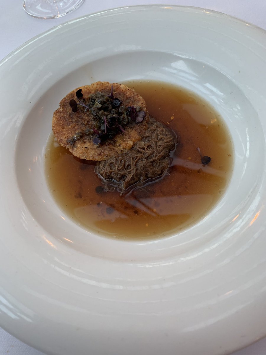 TheFoodSnobUK's tweet photo. Beef Consommé ~ Short-Rib ~ Caper Jam ~ Gruyere Toast. @TitchwellManor Rich, Light, Sweet, Tart and Savoury.. #themuttsnuts #wow #niptonorfolk https://t.co/6JDqPmZgpI