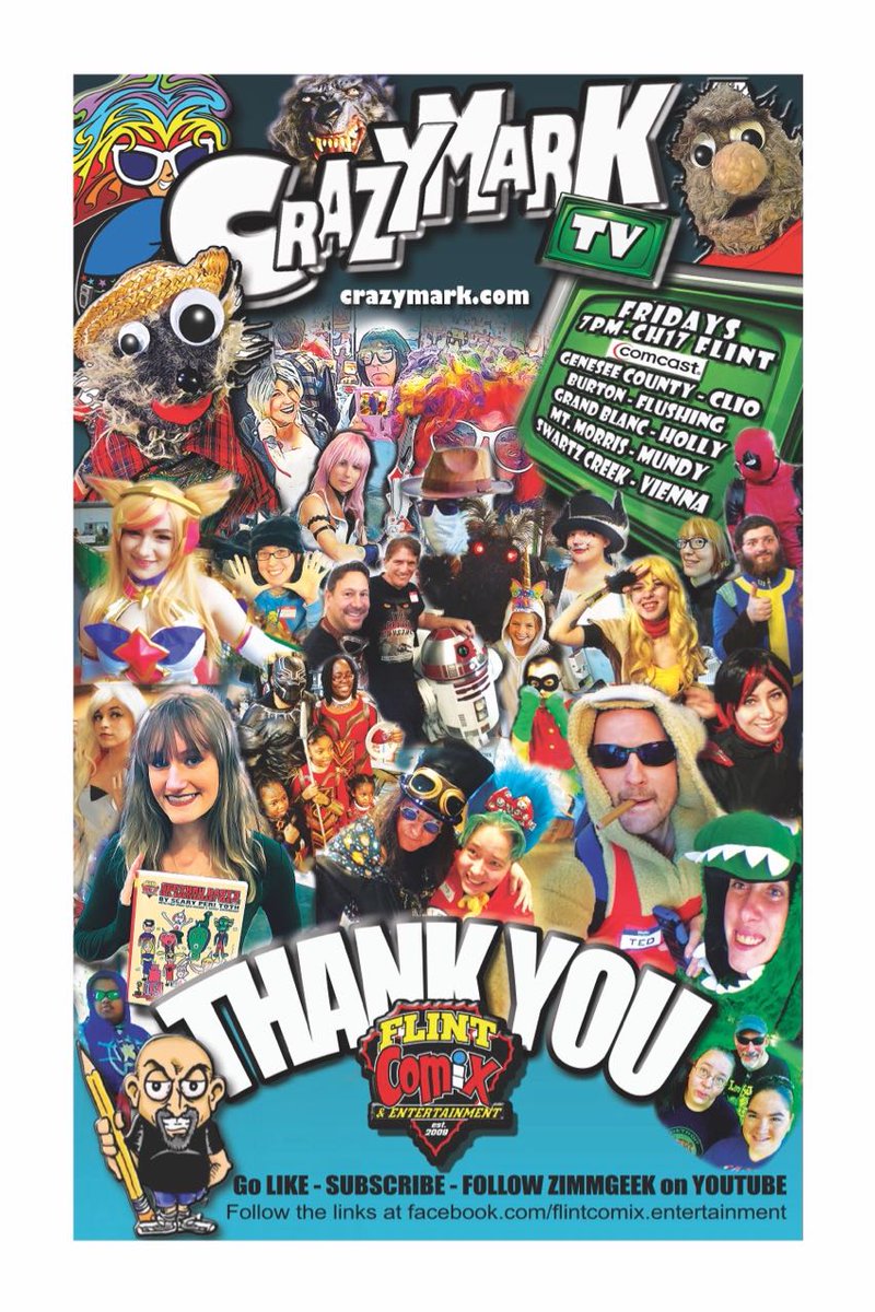 CrazyMarkTV's tweet photo. Was last night's #EgyptLIVE a hoot or what? HEY! Join us at #Flint #ComixCon April 27th from 9am-6pm at @FlintFarmMarket and #indoor #galleria for all sorts of family fun and #costume #cosplay #Contests sez #CrAZyMaRK ! #flintcomixcon @FlintComix https://t.co/FPVyoiUmea