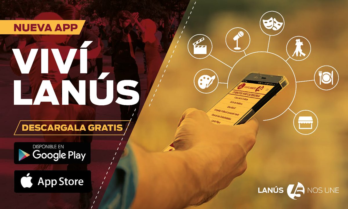 Viví Lanús, la nueva APP Móvil para enterarte de todas las actividades de <a href="/lanusmunicipio/">Lanús Gobierno</a> <a href="/LanusCultura/">Cultura y Educación</a> y <a href="/lanusemprende/">Lanús Emprende</a> ¡Descargala ahora!