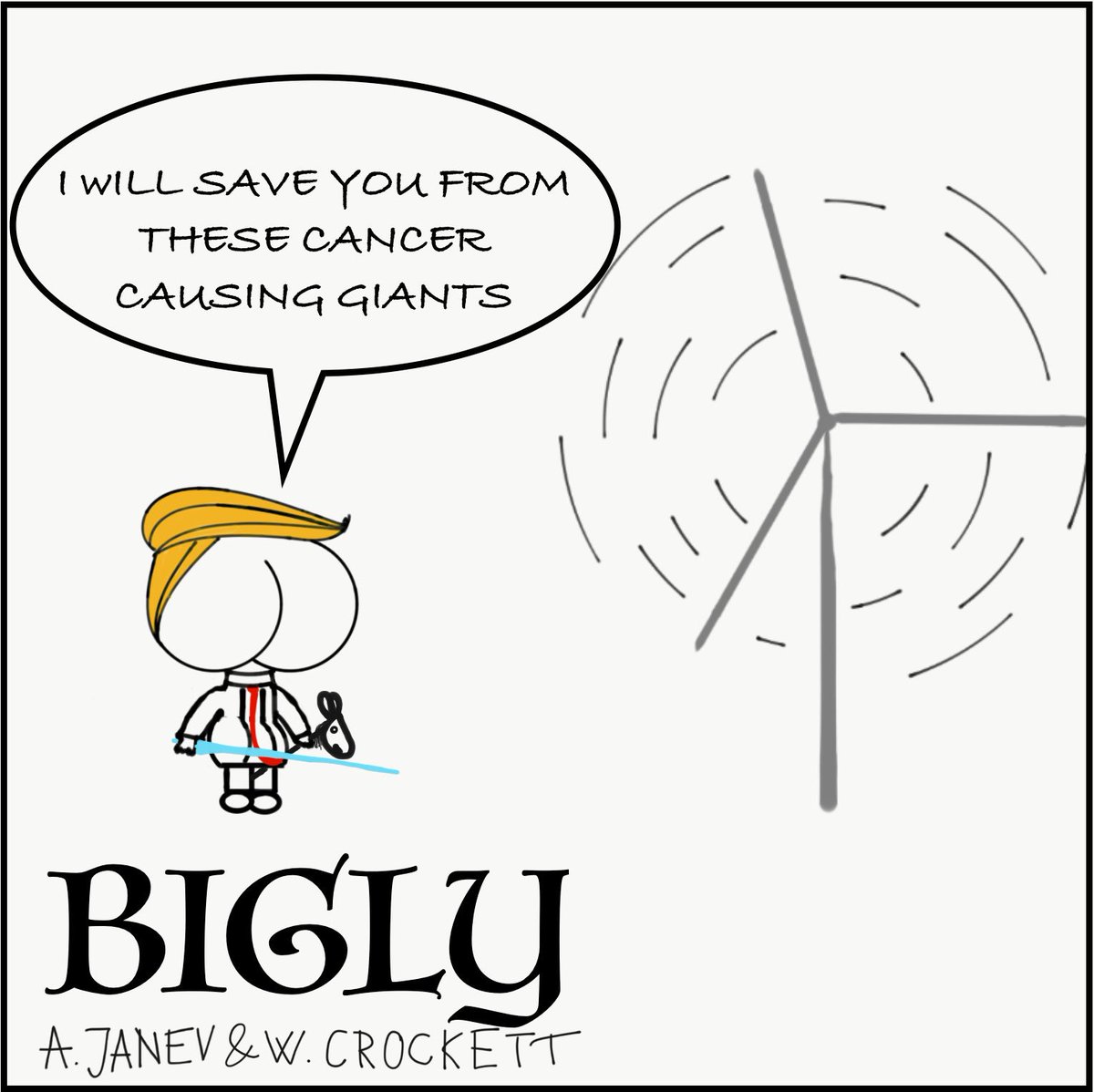 HomemadeWit's tweet photo. #BIGLY and the Wind Turbines. As usual, the anti science president #donaldtrump is hearing #cancer in the wind.
https://t.co/S52xOsNmmG
#windturbines #donquixote
#dumptrump
#comics #cartoon #dailylaugh #comicstrip #comicart #political #politics #donaldtrumpjokes https://t.co/NMnul9pjJc