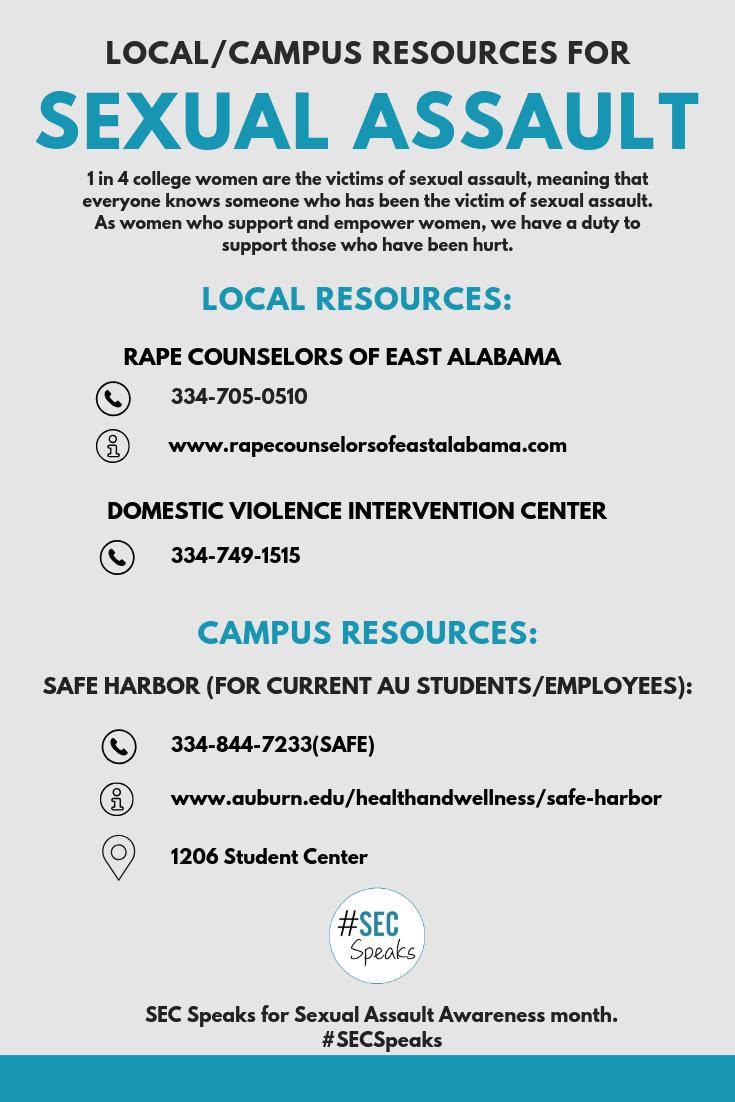 Sexual Assault is an issue running rampant on college campuses nationwide. As sorority women and Panhellenic sisters, we have a duty to protect the women who we adopt into our homes and our sisterhood. Here are some resources to keep in your pocket! #SECSpeaks