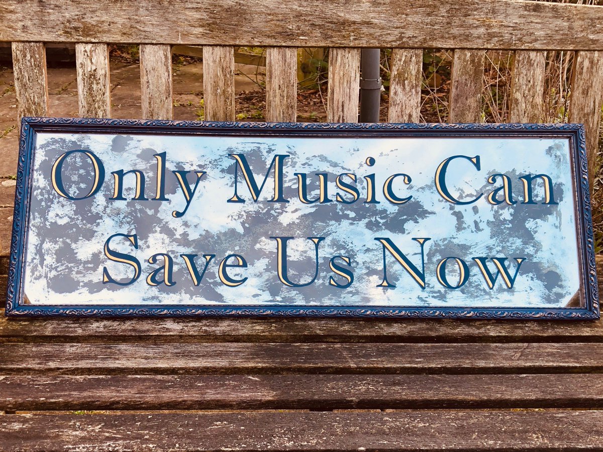 TaraCMirrors's tweet photo. Never a truer word has ever been #handpainted and #gilded on a distressed #mirror in dark blue and #gold #signwriter #interiordecoration #art #henley #SmallBusiness #music #commercialinterior https://t.co/gMysc9DQ5w https://t.co/W1VzKVl99S