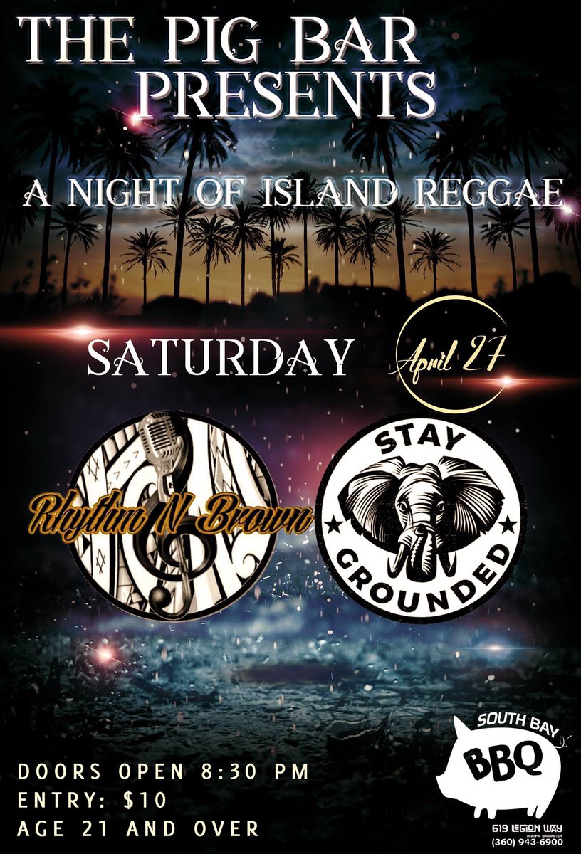 StayGrounded253's tweet photo. Saturday April 27th we are rockin with our brothas @rhythmnbrown for Artswalk in Olympia. It’s all about dem island 🌴 vibes!!! #StayGroundedBand #RhytmNBrown #Artswalk #Olympia #IslandMusic #FowardSG https://t.co/QQ1cnivvIC