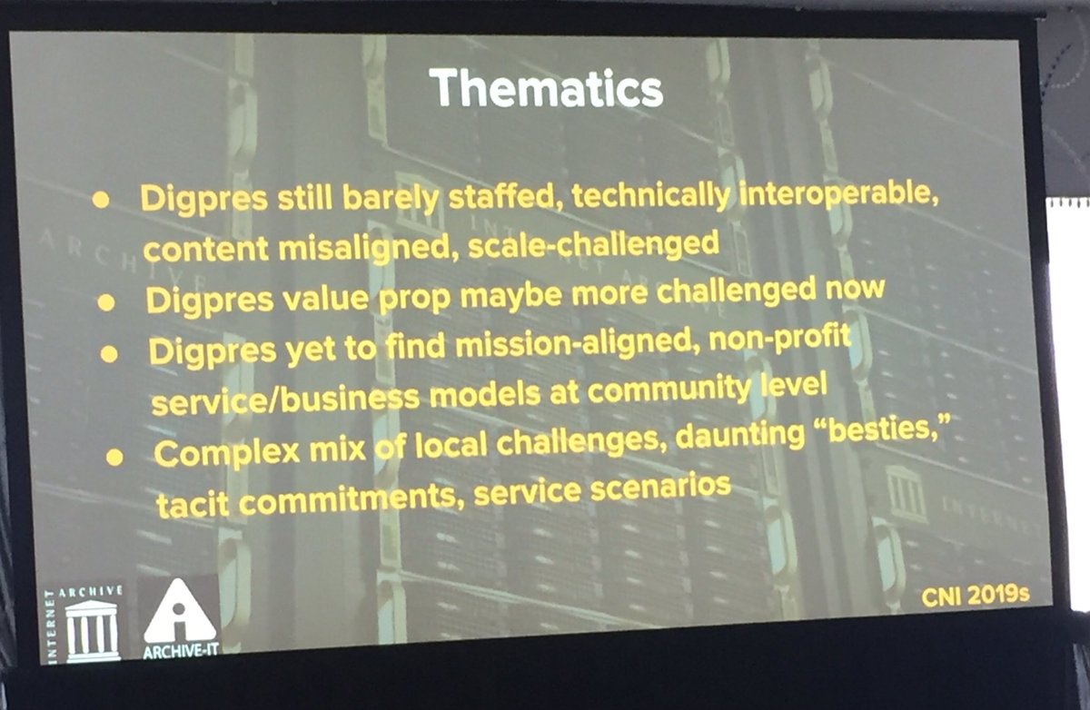 OyaRieger's tweet image. @jefferson_bail summary of #digitalpreservation challenges  #cni19s