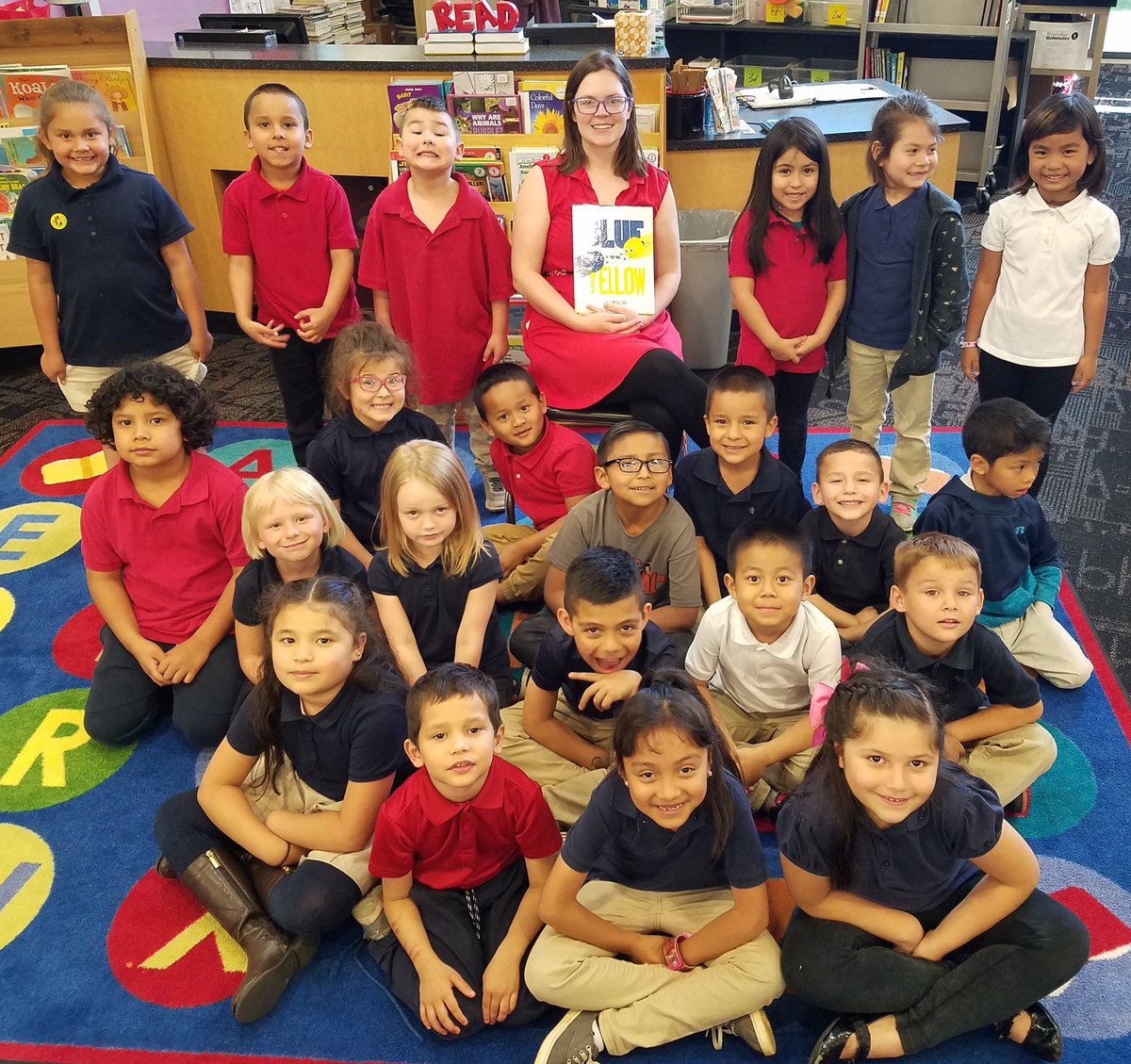 MsReadingham's tweet photo. It was an epic battle to pick just one favorite.
Mrs. Briscoe's class picked Blue vs Yellow by Tom Sullivan as their 2019 Redbud Read Aloud class winner.  #RedbudReadAloud @brownbrosbooks @HayesTeachers @OKCPS @OKCPS_LMS https://t.co/mUZE5yofFr