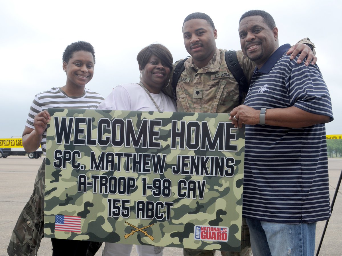 nationalguardMS's tweet photo. The MSNG is proud to welcome home our entire 155th ABCT from their year-long mobilization in support of Operation Spartan Shield in Kuwait! The last group of Thunder Soldiers arrived at the 172d Airlift Wing in Flowood, Saturday, April 6, 2019! Congratulations on a job WELL DONE! https://t.co/kUIcul9QmW