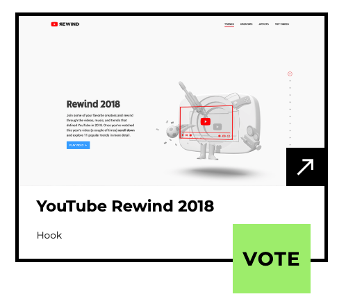 If we're back on Twitter, you know it's important! Our website for #YouTubeRewind is in the running for the #Webby People’s Voice award for best visual design. Give the site some ❤️ + VOTE: wbby.co/vote-web14