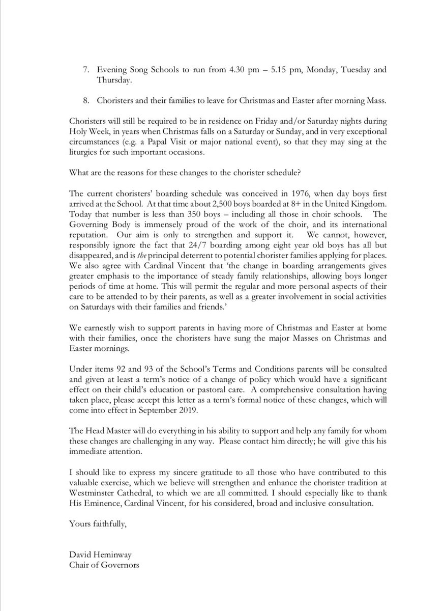 holysmoke's tweet image. 1. Westminster Cathedral Choir School is making drastic changes, ending weekend boarding and reducing the number of services at which boys will sing. See below. Sounds sensible but there’s another side to the story...