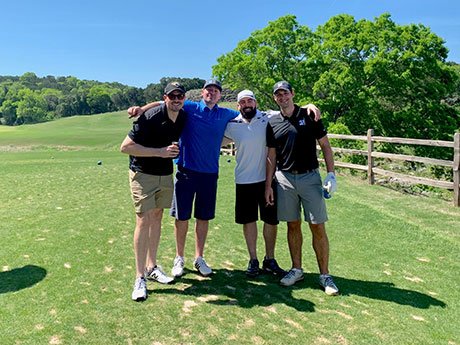 SHBusiness's tweet photo. We kicked off @InterFaceGroup #SHB19 with the 8th annual SHB Open Golf Outing at Barton Creek Resort & Spa! A big thanks to Winstar Marketing & @SingleDigitsInc for sponsoring a great morning of networking, socializing and golf! #studenthousing #studenthousingcre https://t.co/tGk8VpGdWy