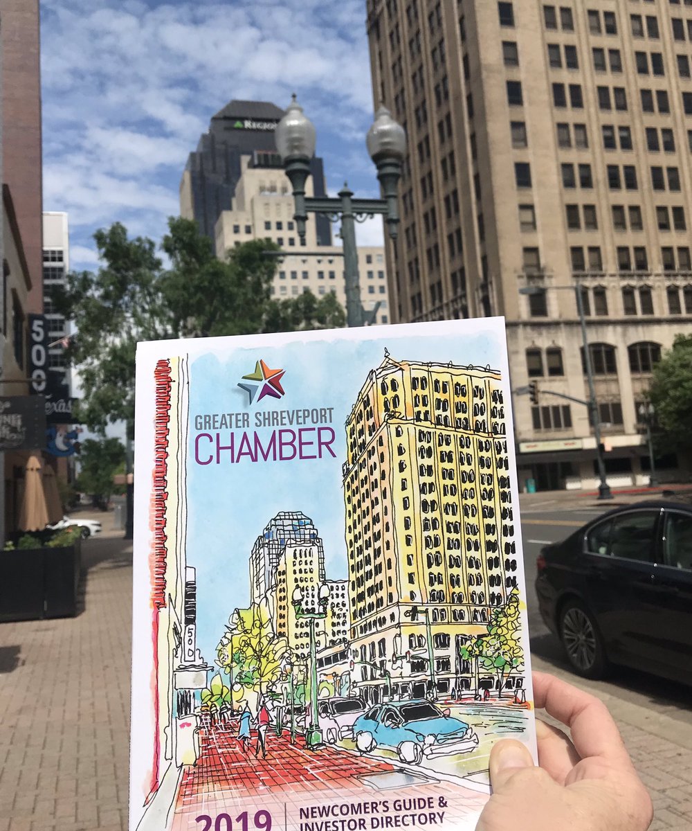 mikemcswainarch's tweet photo. Proud to have an urban sketch of downtown shreveport on the cover of the @shreveportchamberofcommerce newcomer’s guide! Thanks so much @shreveportchamberofcommerce !!! #shreveport #downtown #louisiana #onlylouisiana #texasstreet #urbansketchers #urbansketch #usk #sketch https://t.co/EmJBVAgbHx