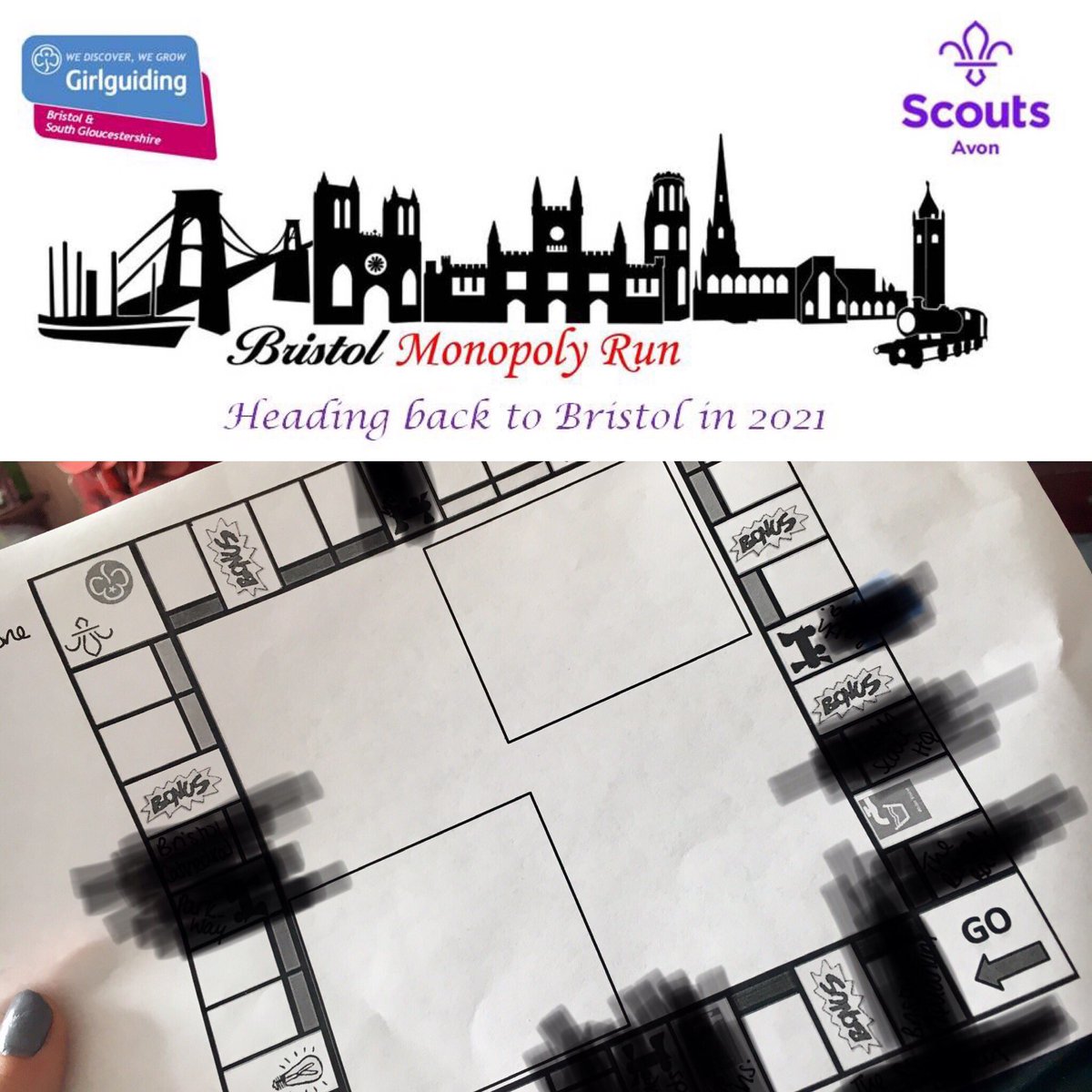BristolMonopoly's tweet photo. The board for 2021 is taking shape 🙊 where will we visit ?!  Find out in 2021 with your unit /troop. #girguiding #iScout https://t.co/QNxBAYpC5K
